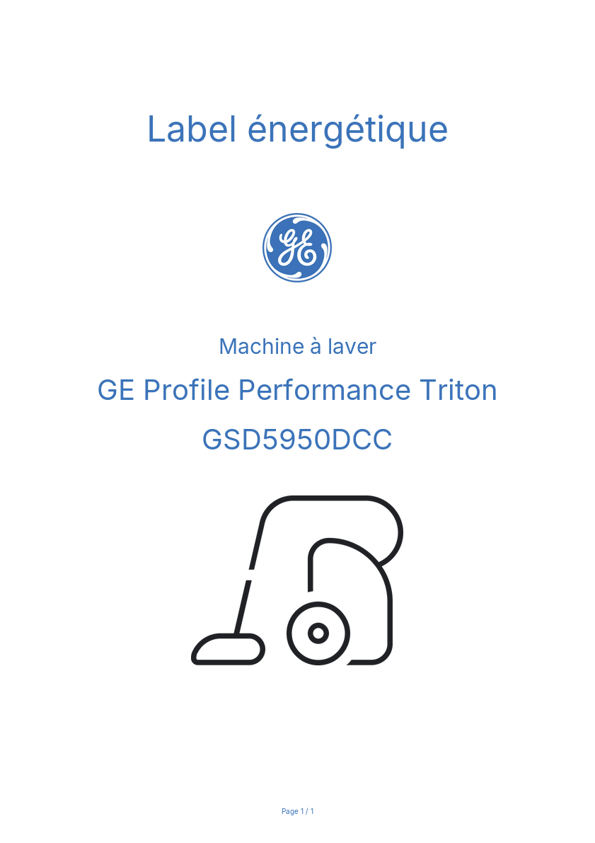 Image de la première page du manuel de l'appareil Profile Performance Triton GSD5950DCC