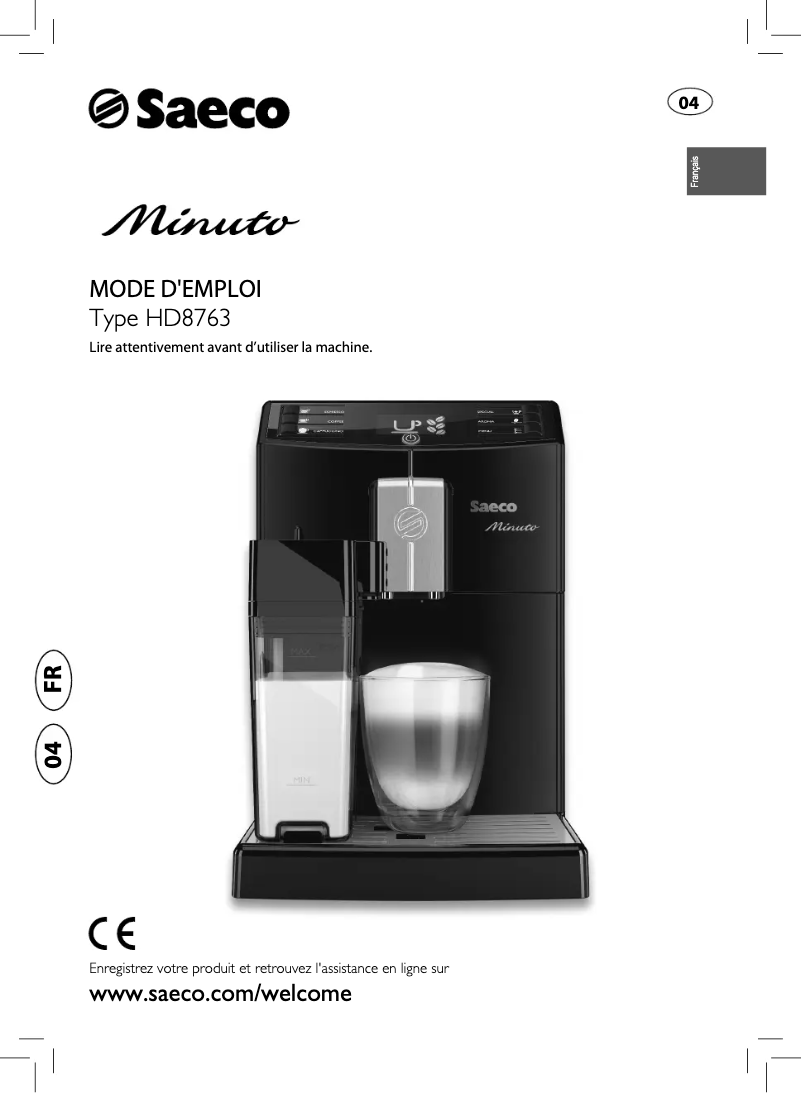 Page n°1 - Manuel utilisateur Philips Saeco Minuto HD8763