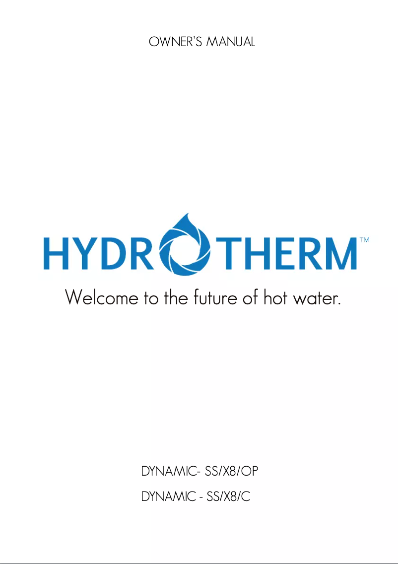 Page n°1 - Manuel utilisateur Hydrotherm Dynamic/X8