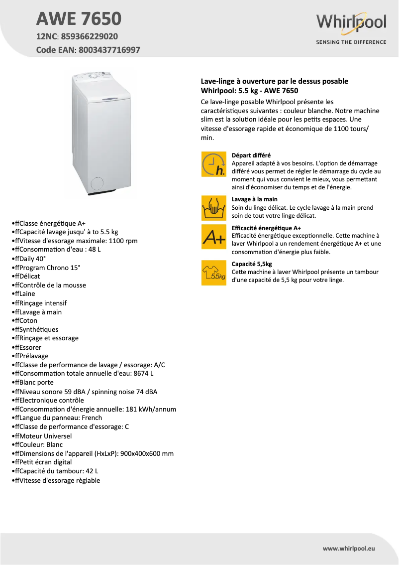 Imagen de la primera página del manual del dispositivo AWE 7650