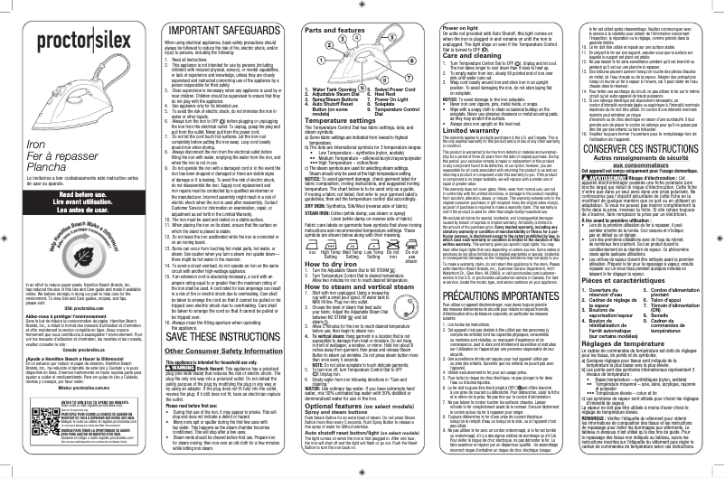 Page 1 de la notice Manuel utilisateur Proctor Silex 17150PS