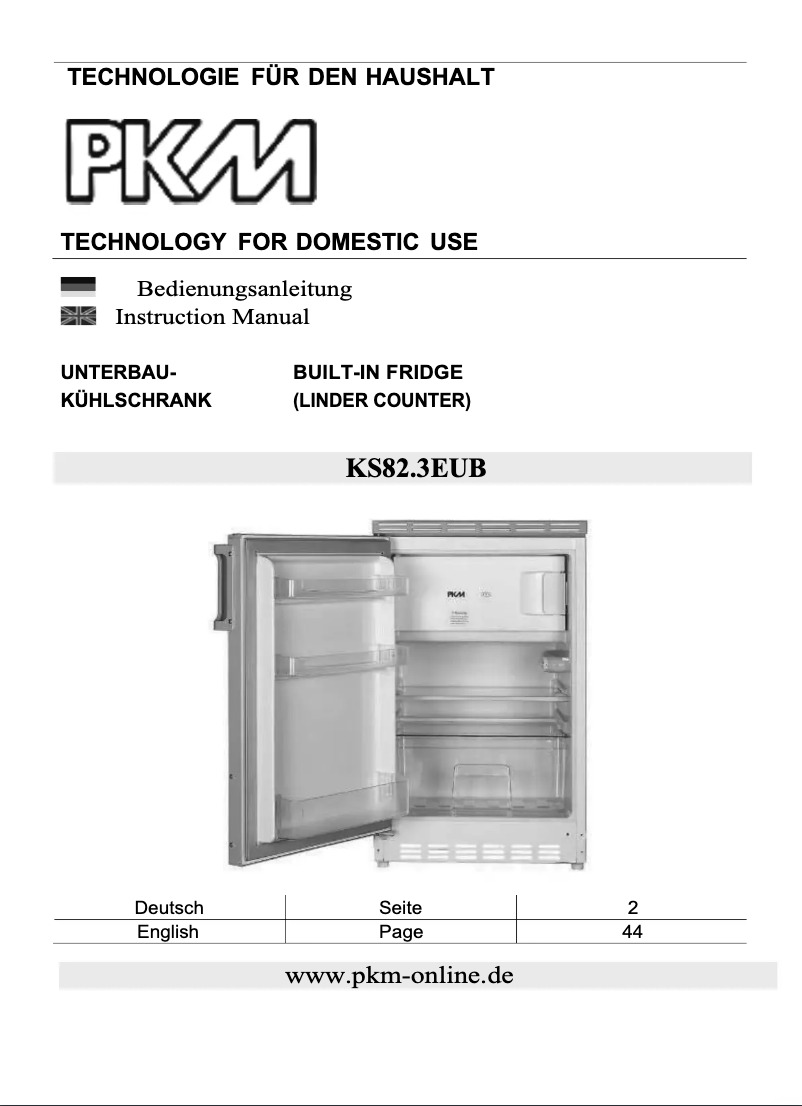 Page 1 de la notice Manuel utilisateur PKM KS82.3EUB