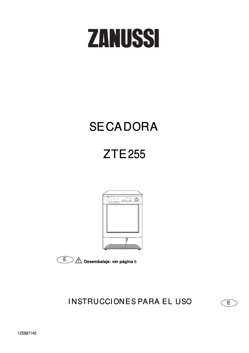 Image de la première page du manuel de l'appareil ZTE 255