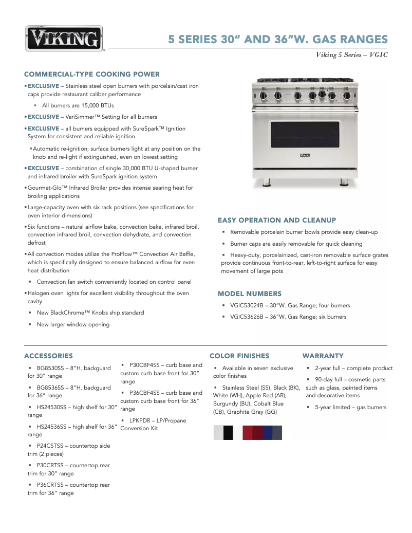 Page 1 de la notice Fiche technique Viking VGIC53626BSB