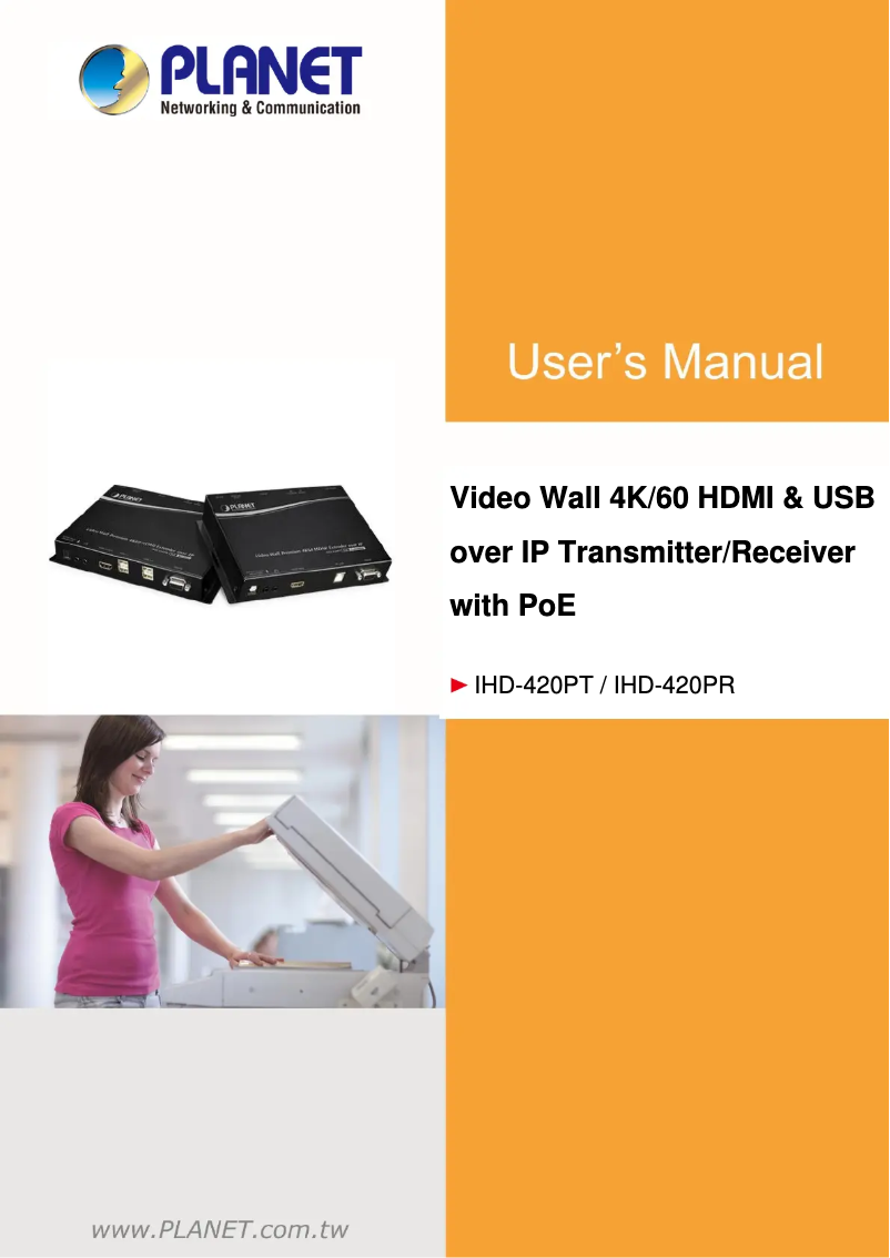 Page 1 de la notice Manuel utilisateur Planet IHD-420PR