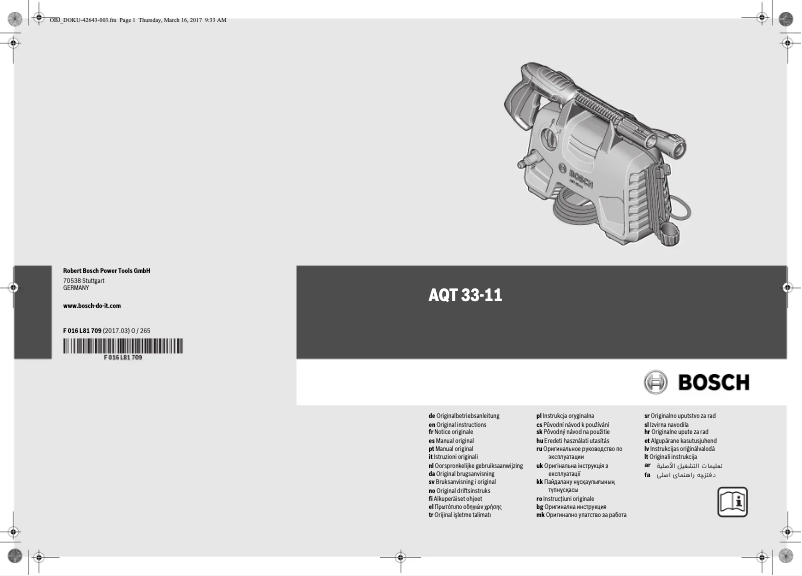Page 1 de la notice Manuel utilisateur Bosch AQT 33-11