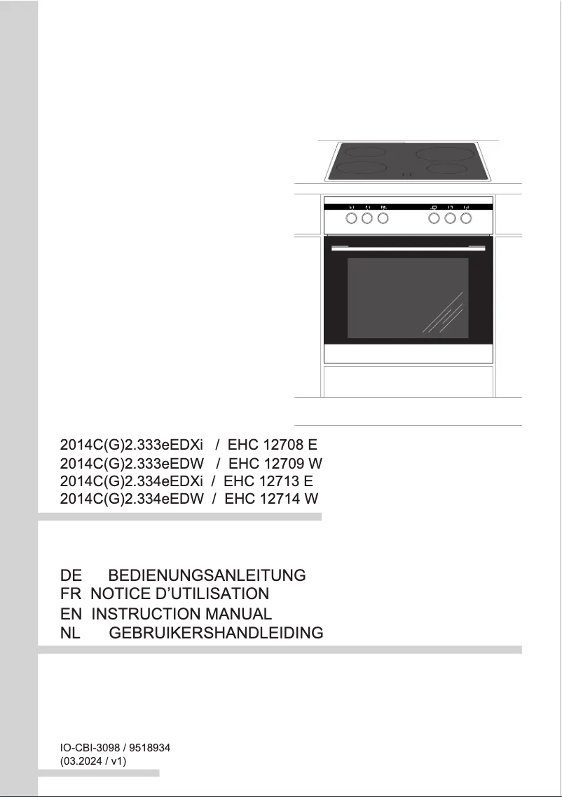 Page 1 de la notice Manuel utilisateur Amica EHC 12709 W