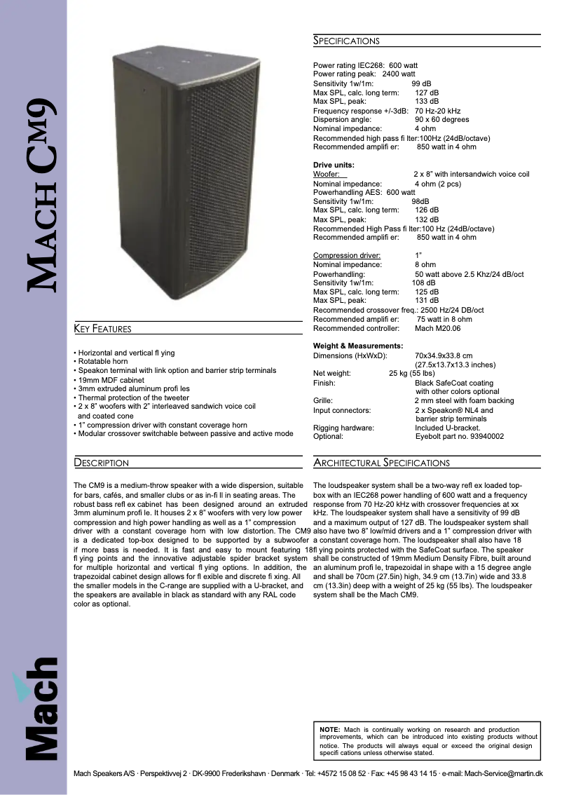 Page n°1 - Fiche technique Martin CM9