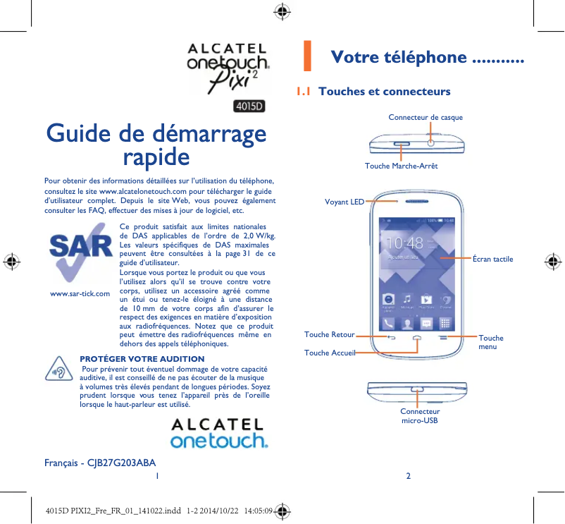 Image de la première page du manuel de l'appareil OneTouch 4015D