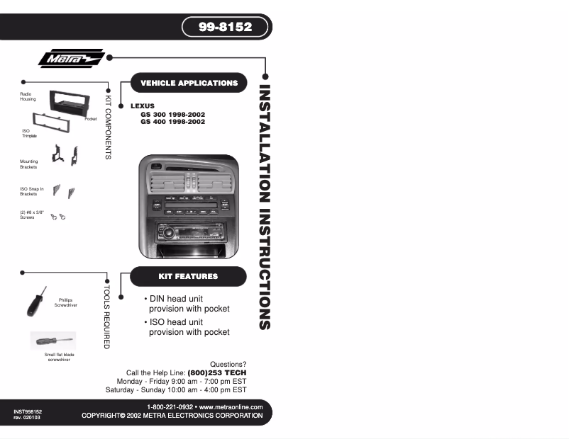 Página 1 del manual Manual de usuario Metra 99-8152