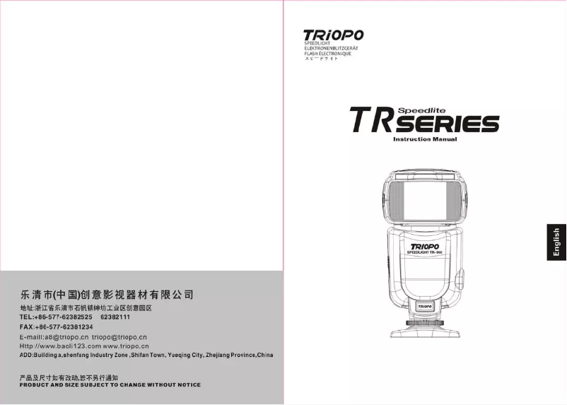 Page n°1 - Manuel utilisateur Triopo Speedlight TR-980C