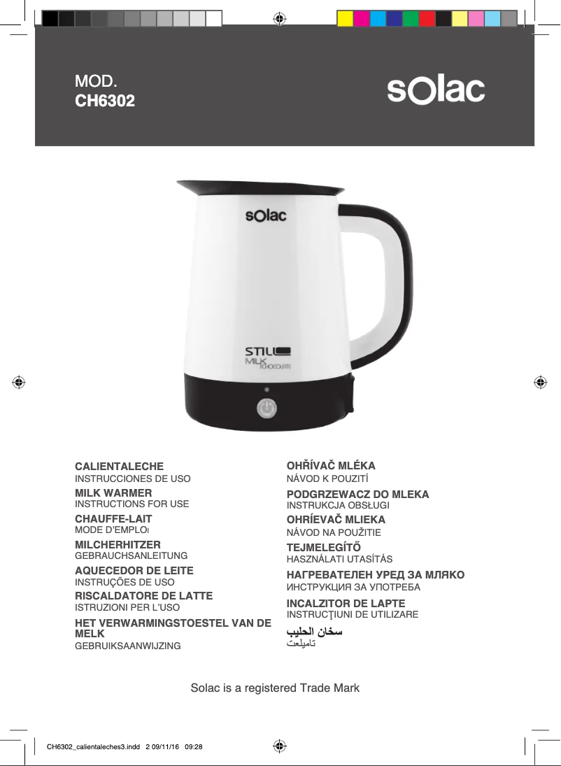 Page 1 de la notice Manuel utilisateur Solac Milk & Chocolate CH6302