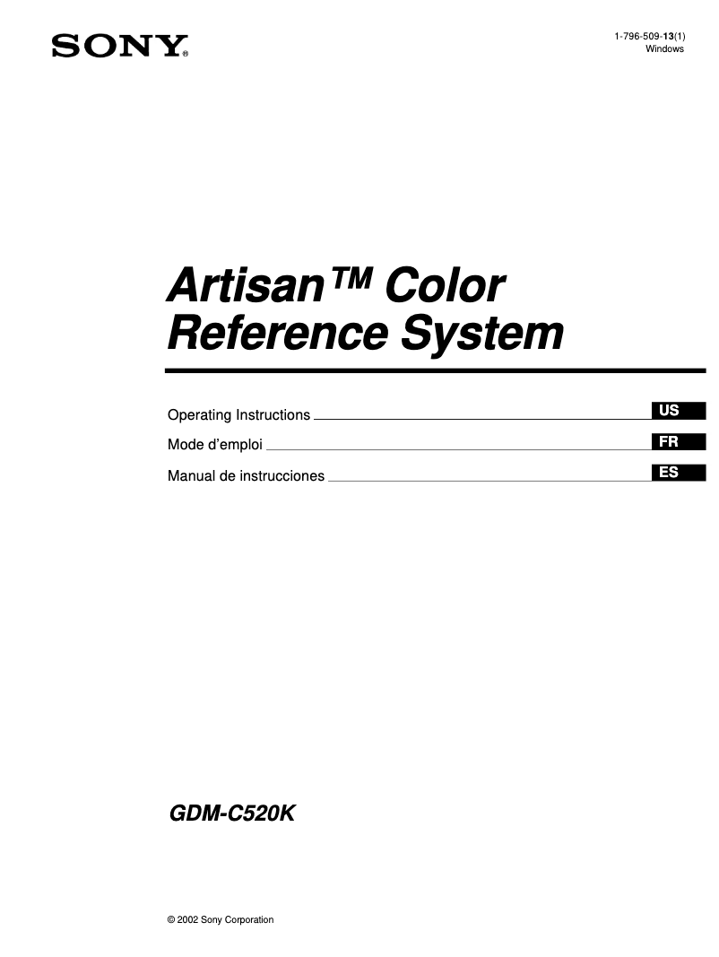 Page n°1 - Manuel utilisateur Sony GDM-C520