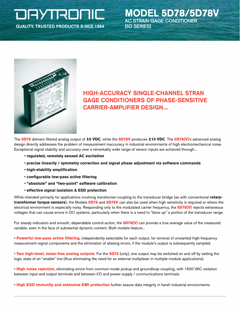 Page 1 de la notice Fiche technique Daytronic 5D78S