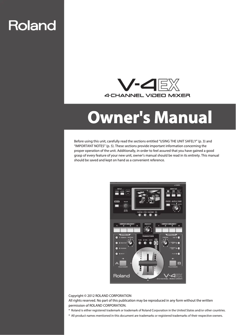 Page 1 of the manual User Manual Roland V-4EX