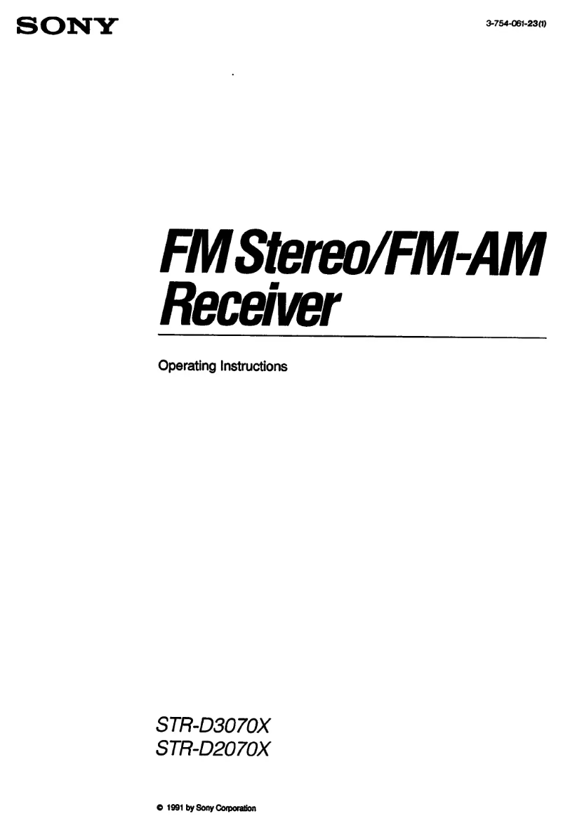 Page n°1 - Manuel utilisateur Sony STR-D2070X