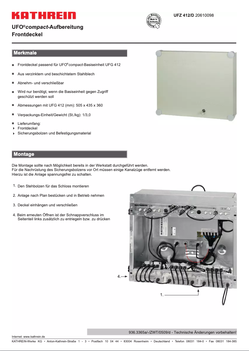 Page 1 de la notice Manuel utilisateur Kathrein UFZ 412/D