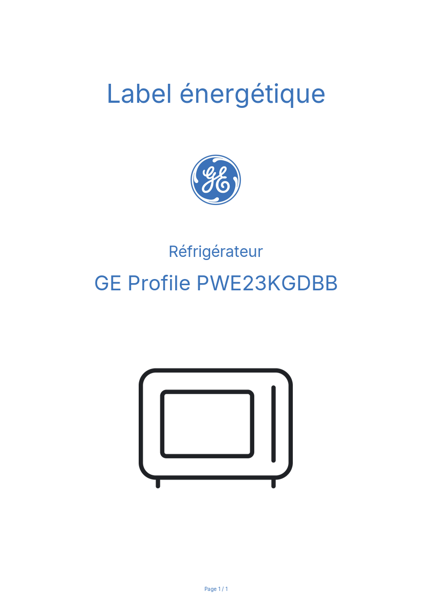 Image de la première page du manuel de l'appareil Profile PWE23KGDBB