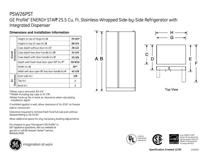 Imagen de la primera página del manual del dispositivo Profile PSW26PSTSS