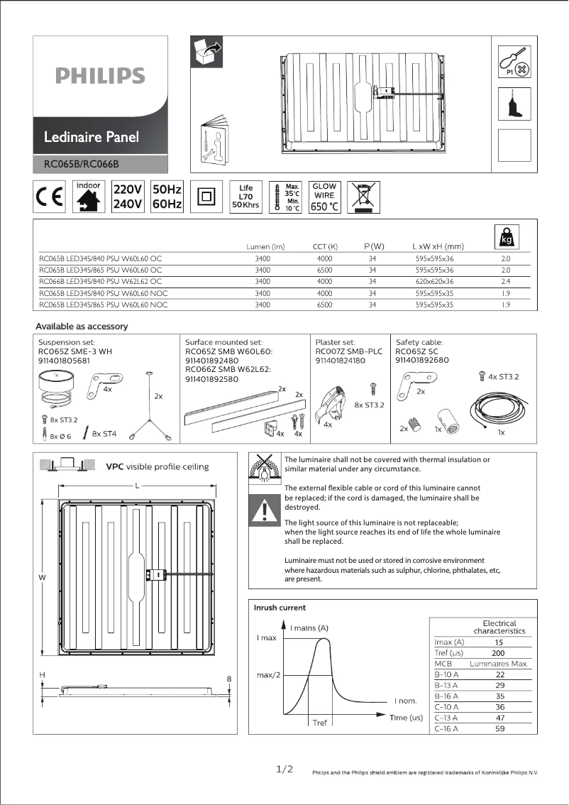 Page 1 de la notice Manuel utilisateur Philips RC065B