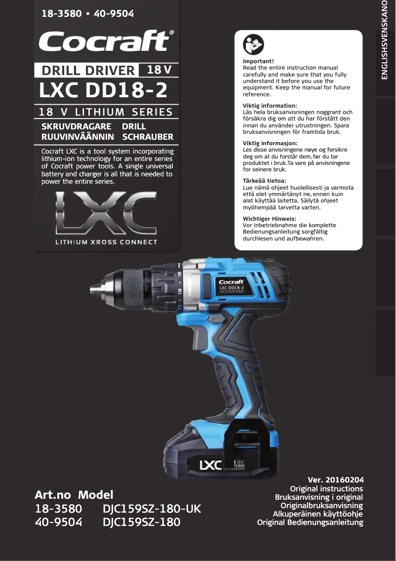 Page 1 de la notice Manuel utilisateur Cocraft LXC DD18-2