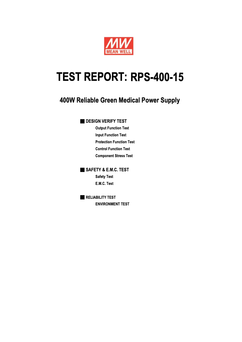Page 1 de la notice Fiche technique Mean Well RPS-400-15