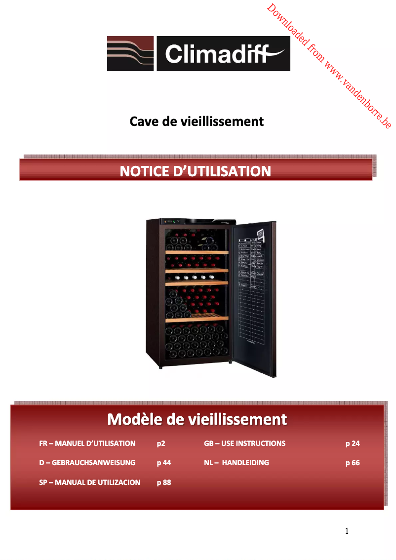 Page 1 de la notice Manuel utilisateur Climadiff CVP215