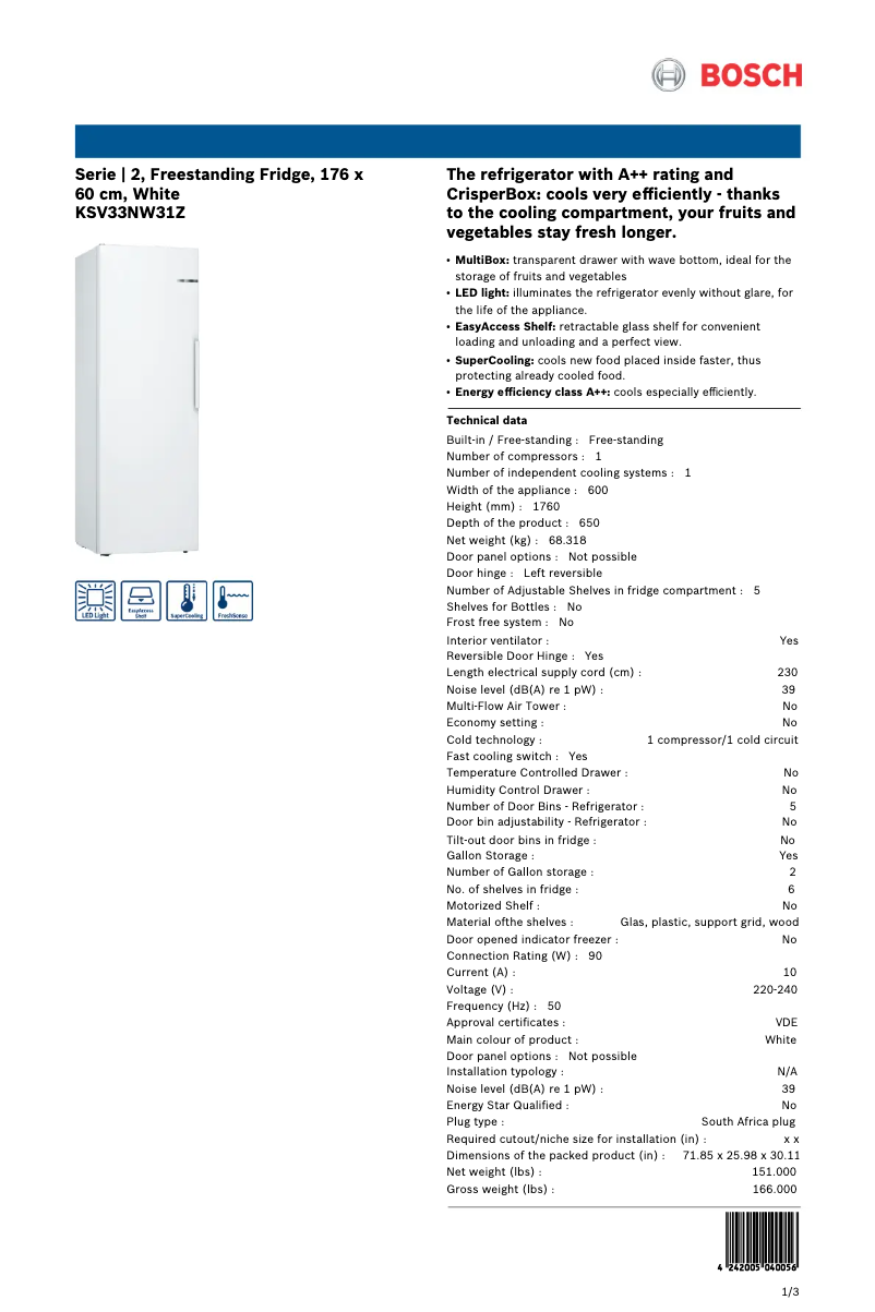 Image de la première page du manuel de l'appareil KSV33NW31Z