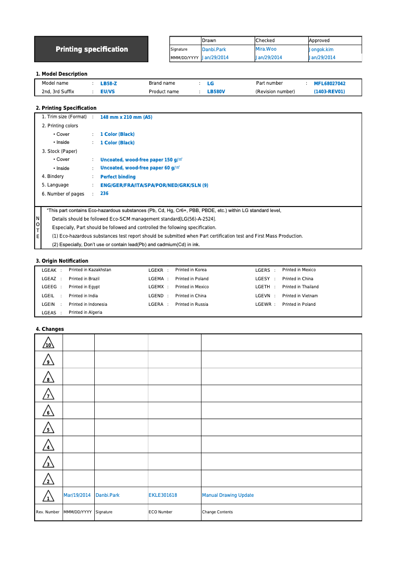 Page 1 de la notice Manuel utilisateur LG 32LB570B