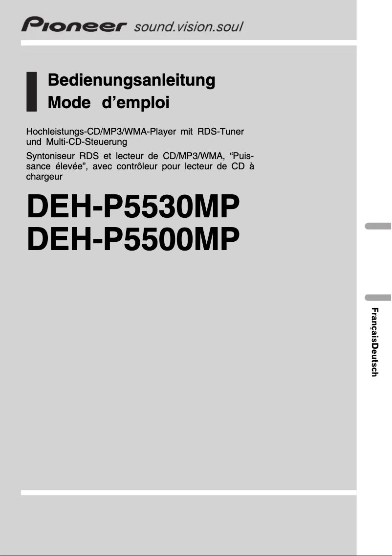 Page 1 de la notice Manuel utilisateur Pioneer DEH-P5530MP