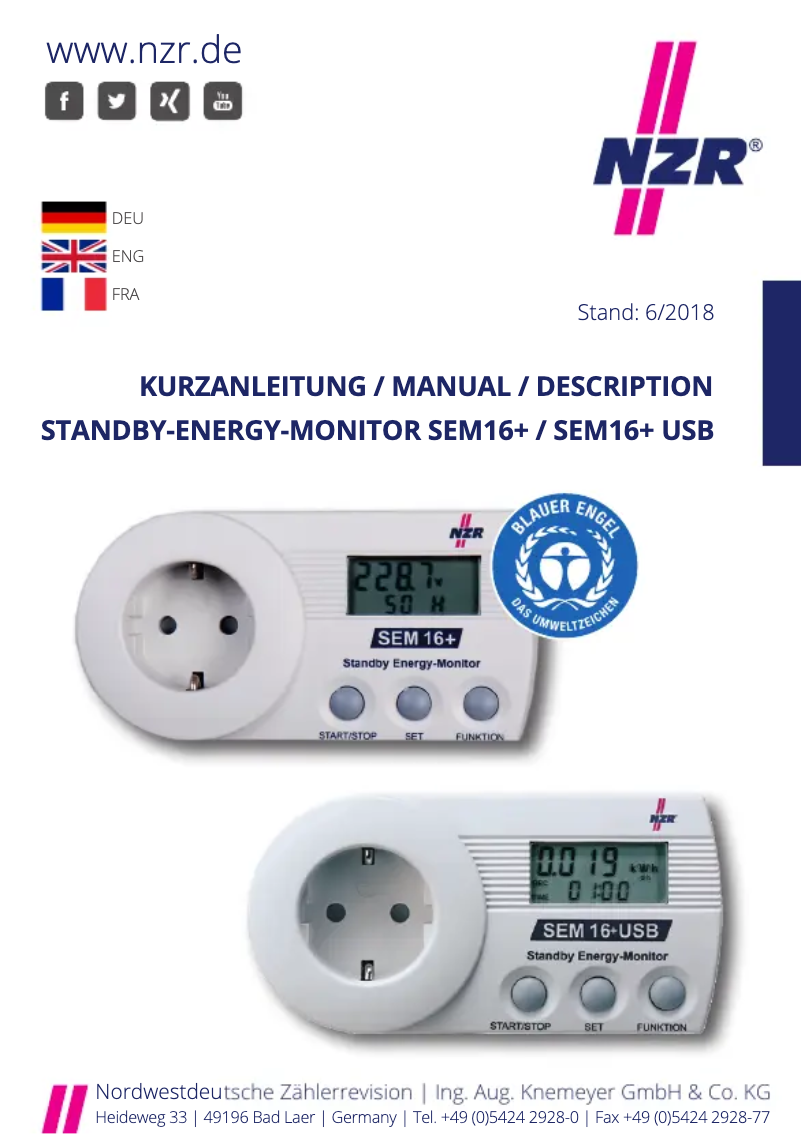 Image de la première page du manuel de l'appareil SEM16+ USB