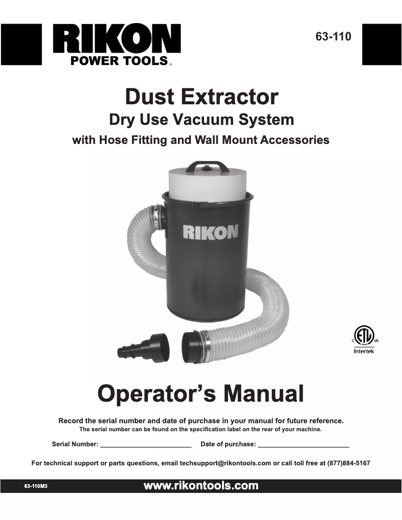 Page 1 de la notice Manuel utilisateur RIKON 63-110