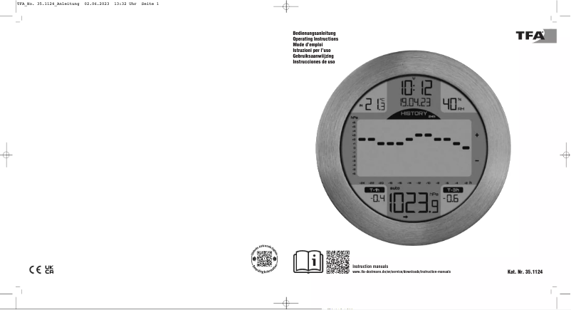 Page 1 de la notice Manuel utilisateur TFA METEOMAR 35.1124