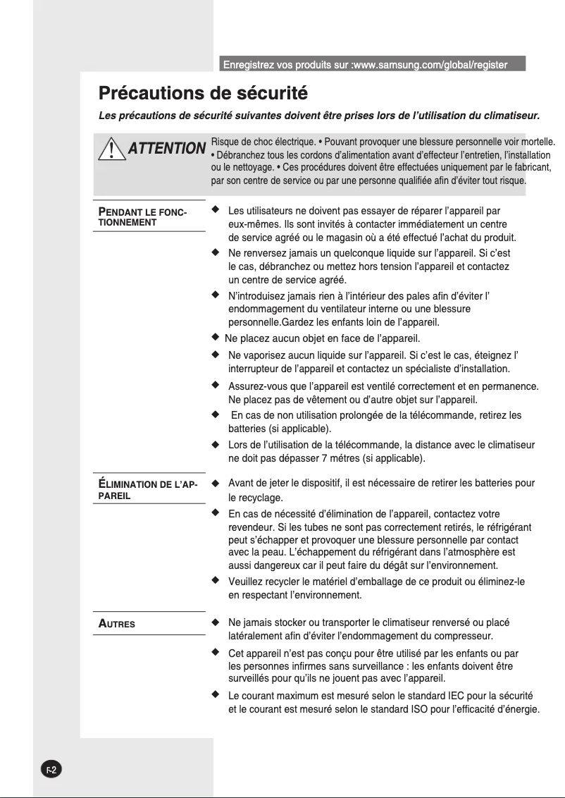 Page 1 de la notice Manuel utilisateur Samsung AS24FCN