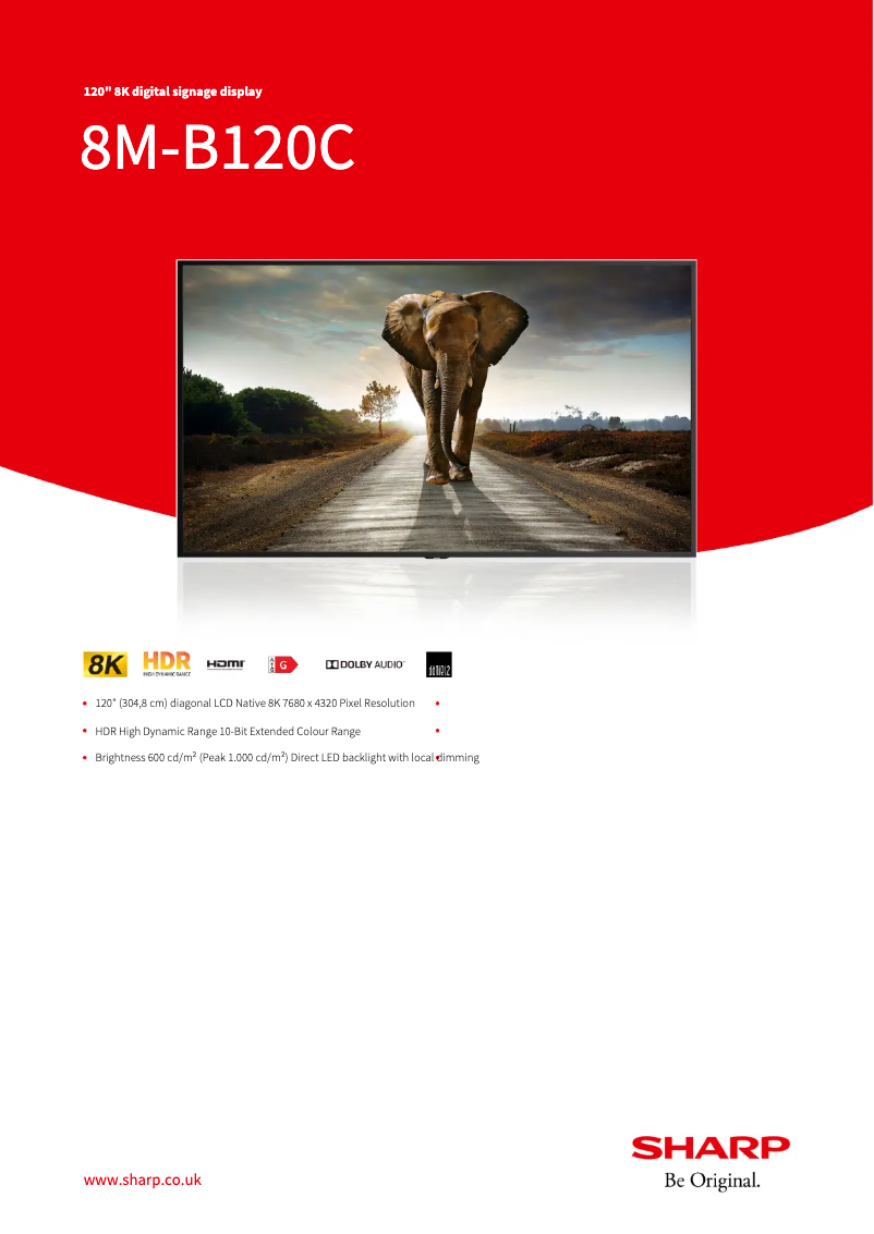 Page 1 de la notice Fiche technique Sharp 8M-B120C