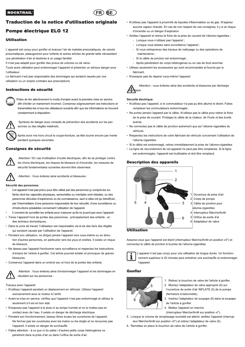 Page 1 de la notice Manuel utilisateur Rocktrail ELG 12
