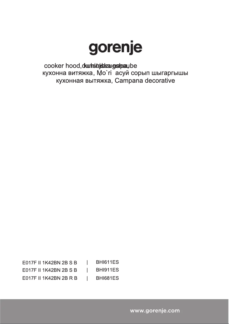 Page n°1 - Manuel utilisateur Gorenje BHI681ES