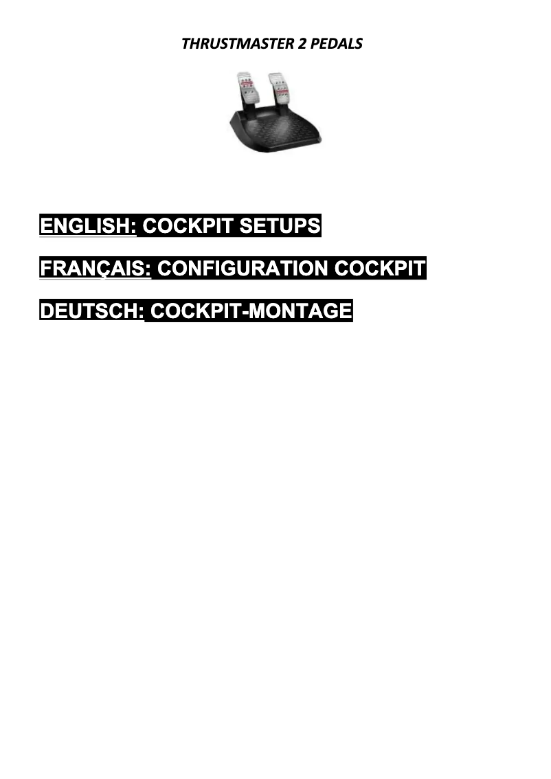 Page 1 de la notice Manuel utilisateur Thrustmaster T100 Force Feedback