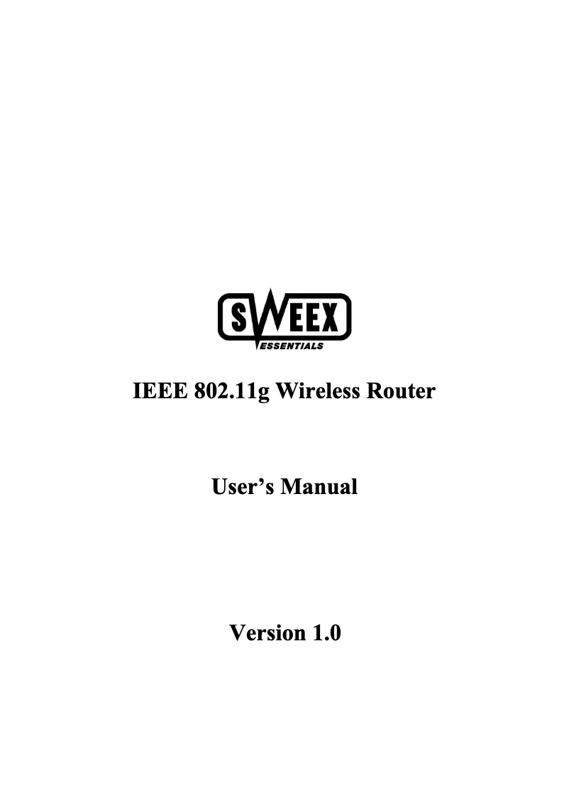 Page n°1 - Manuel utilisateur Sweex IEEE 802.11g