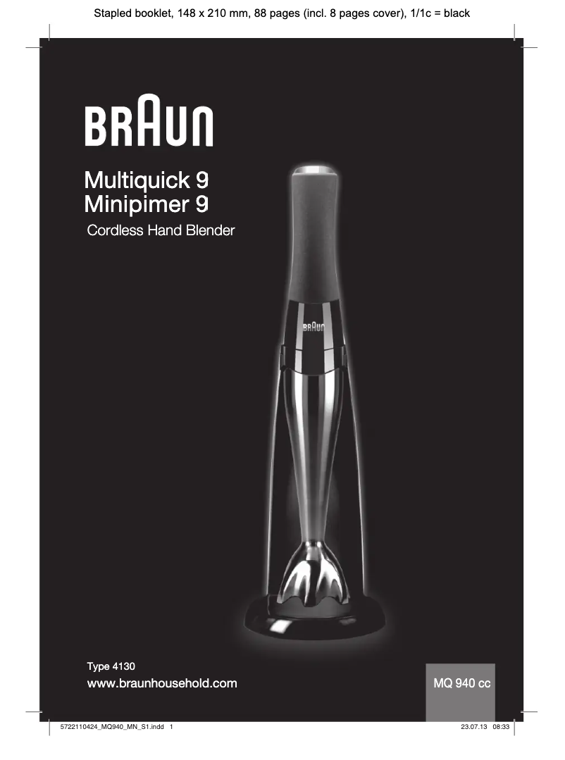 Image de la première page du manuel de l'appareil MQ 940cc