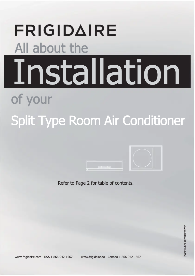 Page 1 de la notice Guide d'installation Frigidaire FFHP222WQ2