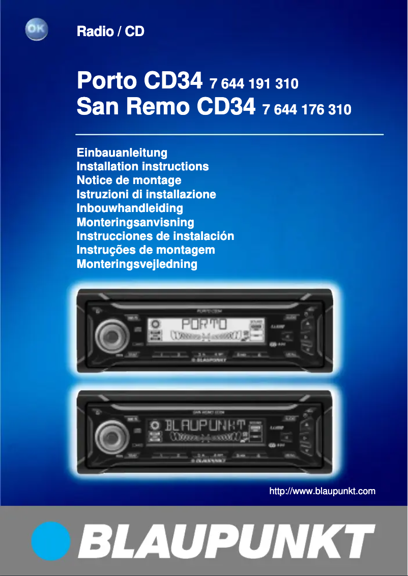 Image de la première page du manuel de l'appareil San Remo CD34