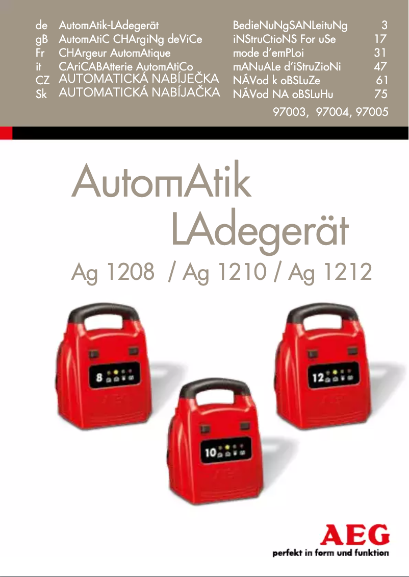 Image de la première page du manuel de l'appareil AG 1212