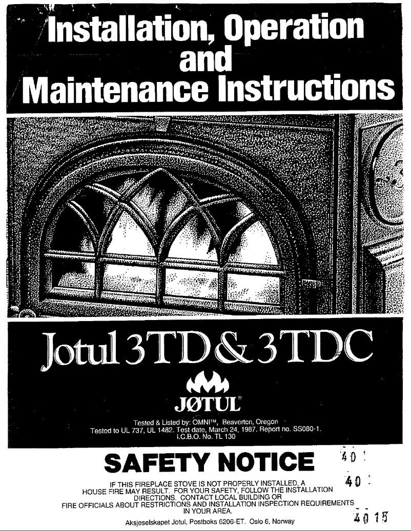 Página 1 del manual Manual de usuario Jøtul 3TDC