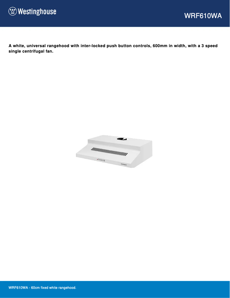 Page n°1 - Fiche technique Westinghouse WRF610WA