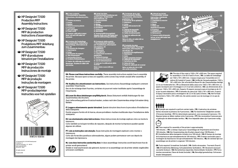 Image de la première page du manuel de l'appareil DesignJet T3500