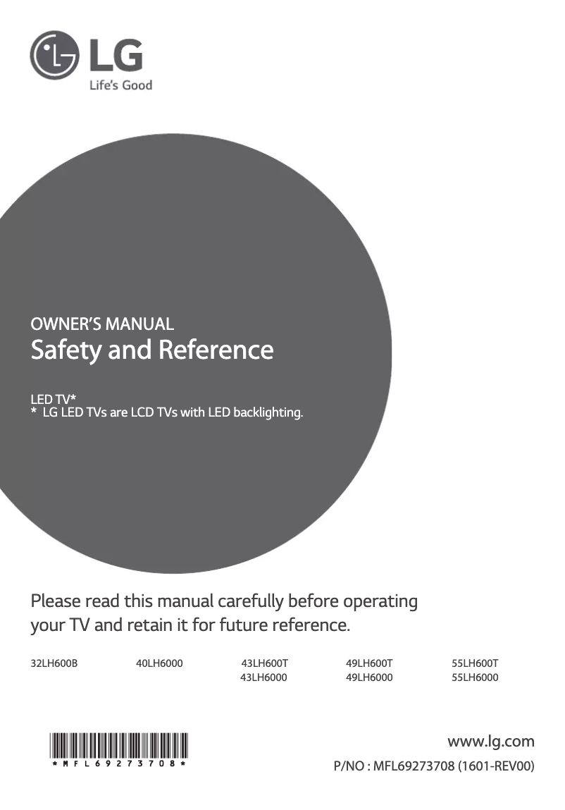 Imagen de la primera página del manual del dispositivo 43LH600T