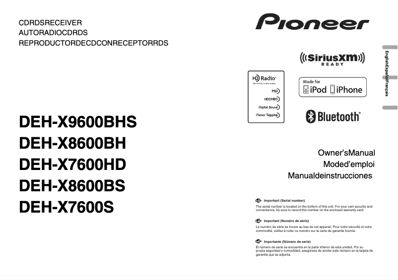 Page n°1 - Manuel utilisateur Pioneer DEH-X8600BH