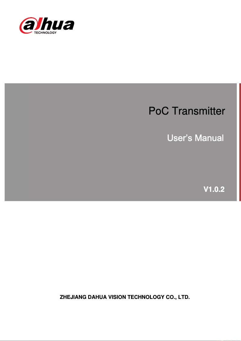 Page 1 de la notice Manuel utilisateur Dahua Technology PFM811-C/DH-PFM811-4CH