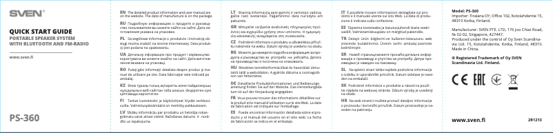 Page n°1 - Guide de démarrage rapide Sven PS-360